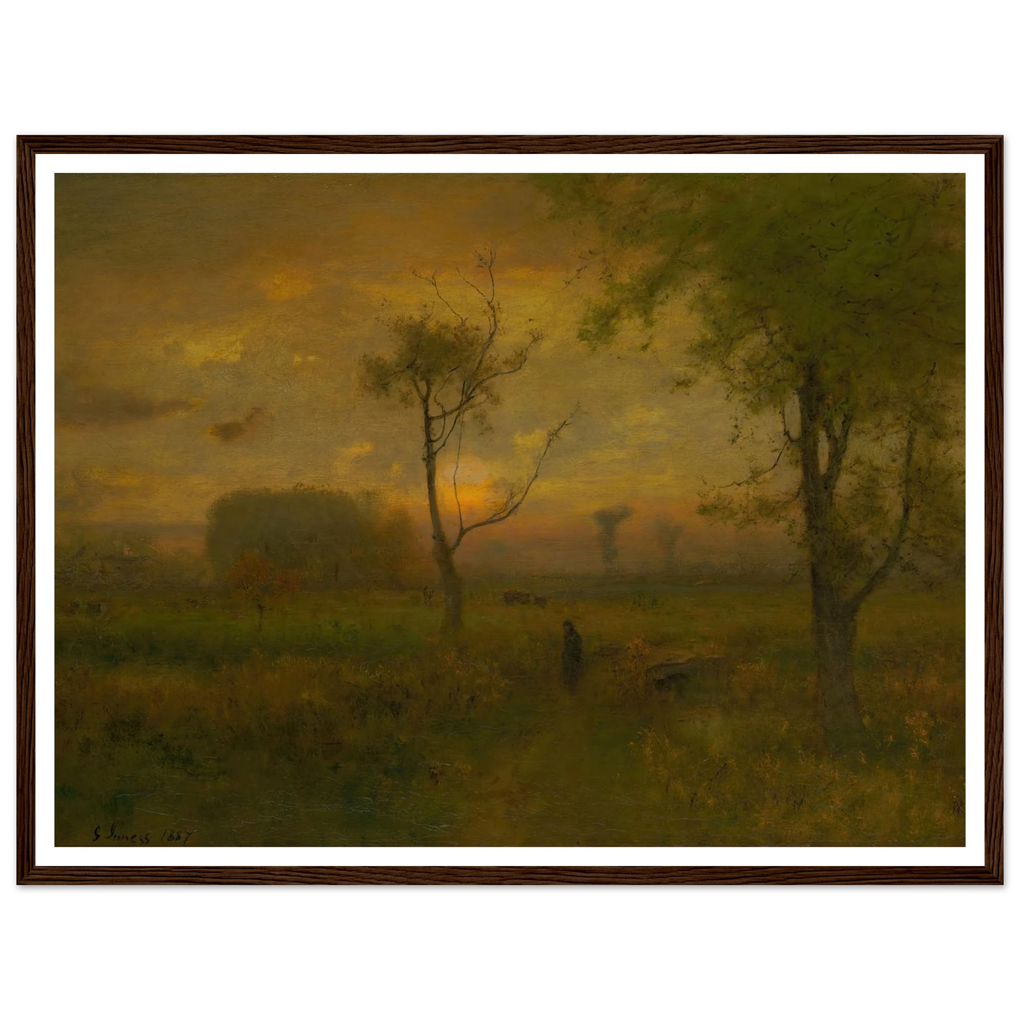 Sunrise (1887) Art Print | George Inness - Framed Poster - 30x40 cm / 12x16″ - Black frame