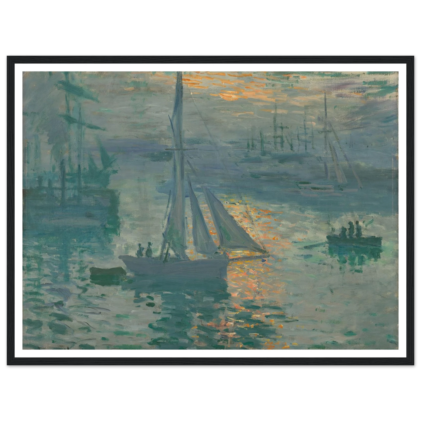 Sunrise (Marine) (1873) Art Print | Claude Monet - Framed Poster - 30x40 cm / 12x16″ - Black frame