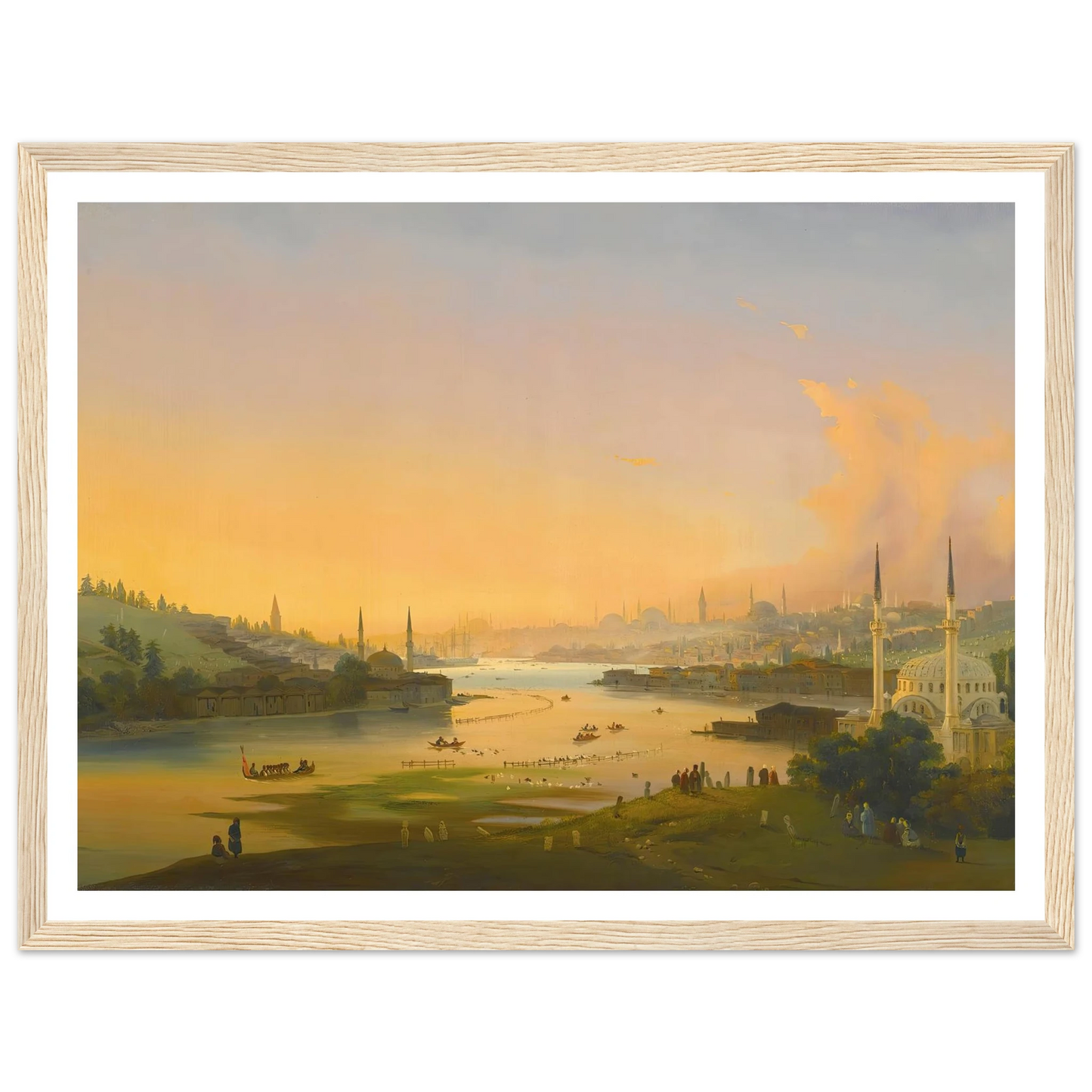 Sunrise Over The Golden Horn (1844) Art Print | Ippolito Caffi - Framed Poster - 30x40 cm / 12x16″ - Black frame