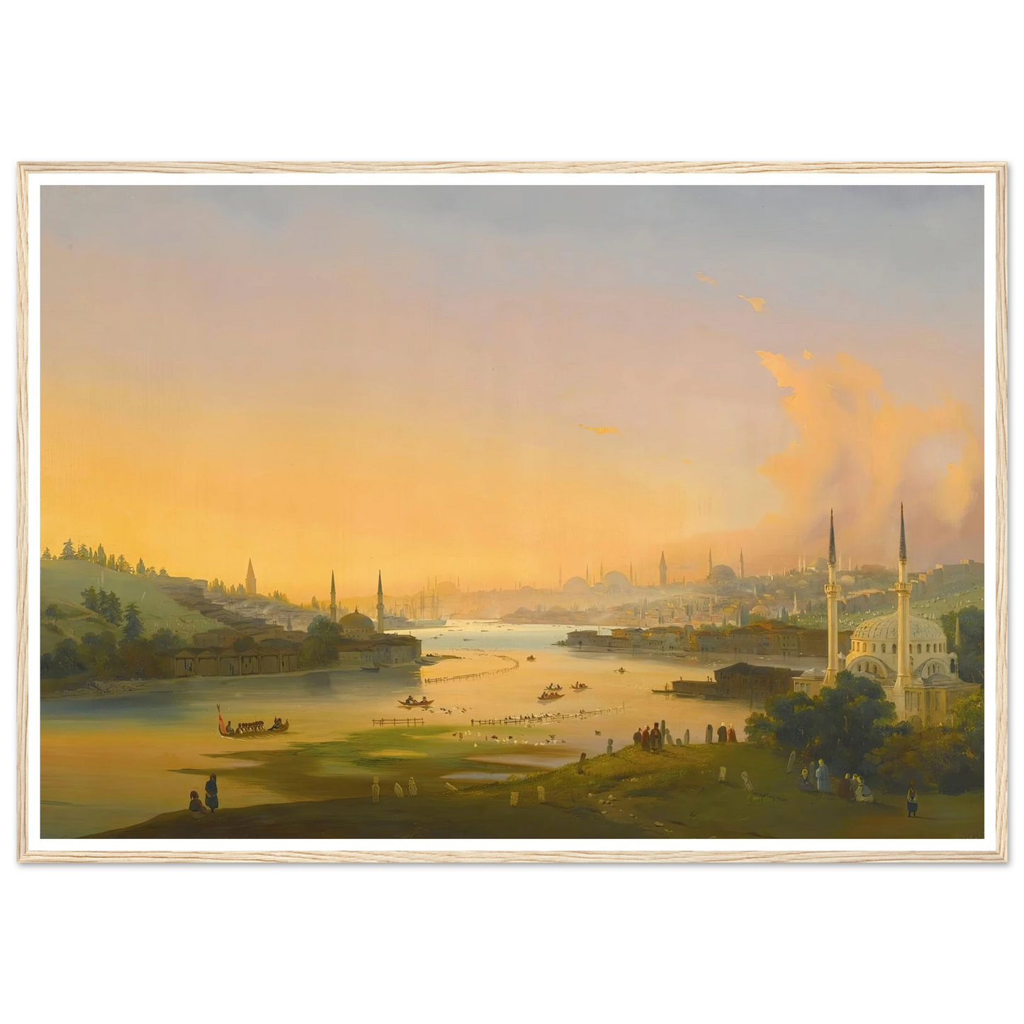 Sunrise Over The Golden Horn (1844) Art Print | Ippolito Caffi - Framed Poster - 30x40 cm / 12x16″ - Black frame
