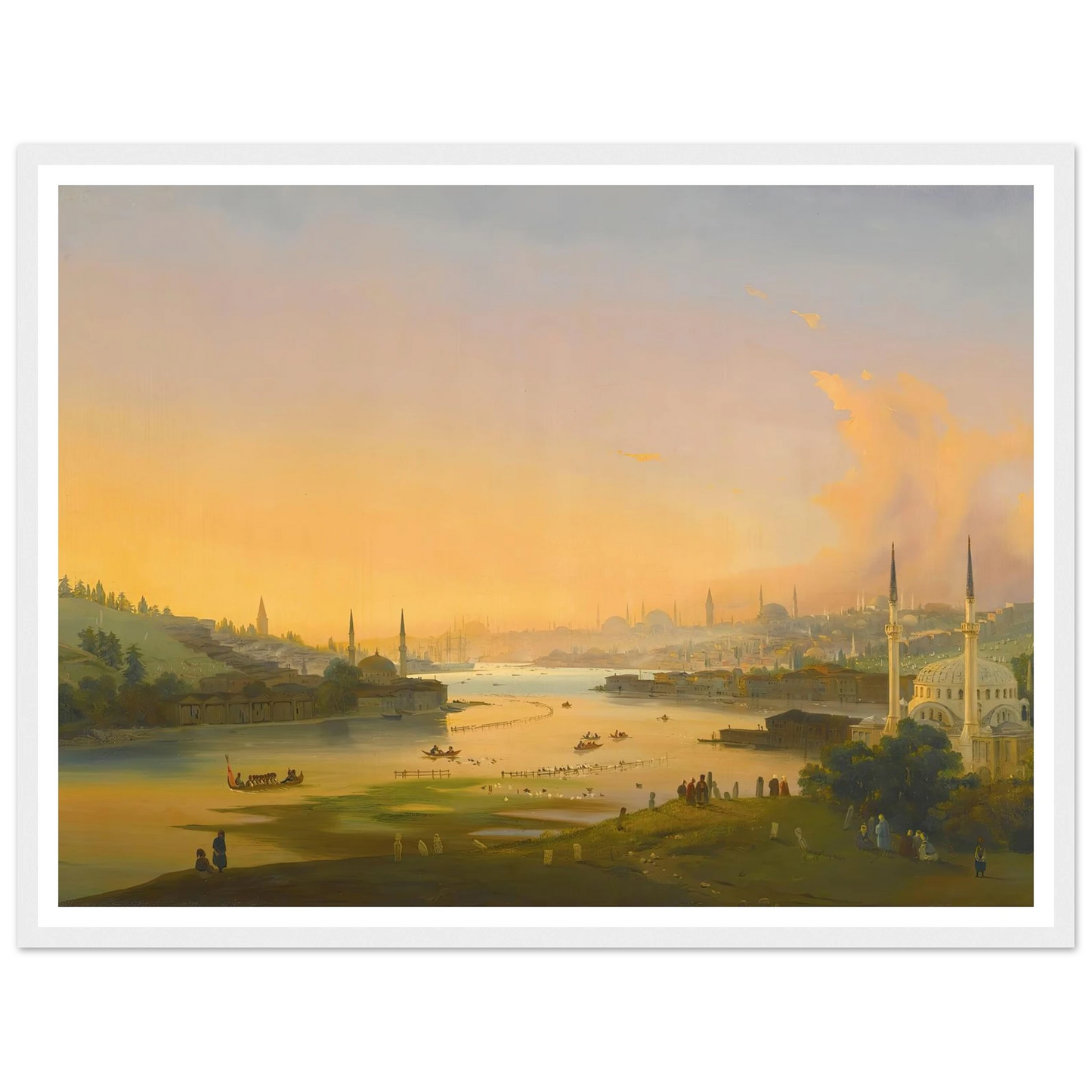 Sunrise Over The Golden Horn (1844) Art Print | Ippolito Caffi - Framed Poster - 30x40 cm / 12x16″ - Black frame