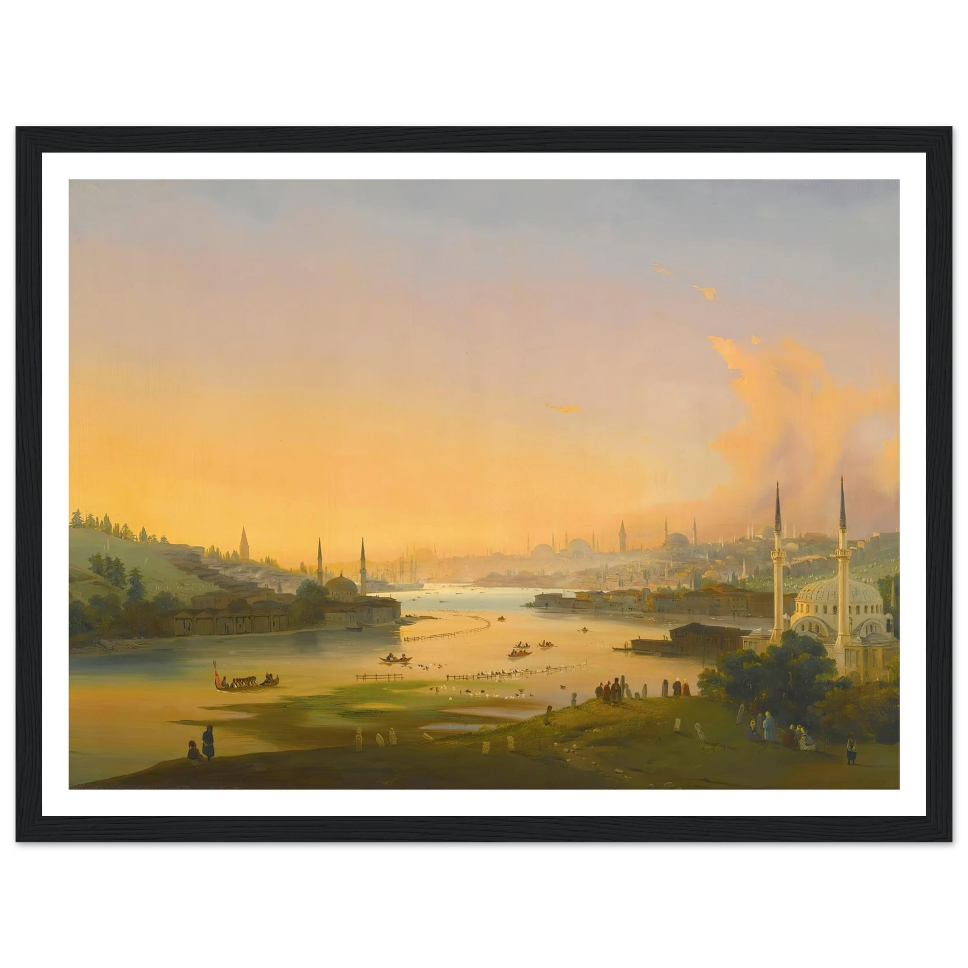 Sunrise Over The Golden Horn (1844) Art Print | Ippolito Caffi - Framed Poster - 30x40 cm / 12x16″ - Black frame
