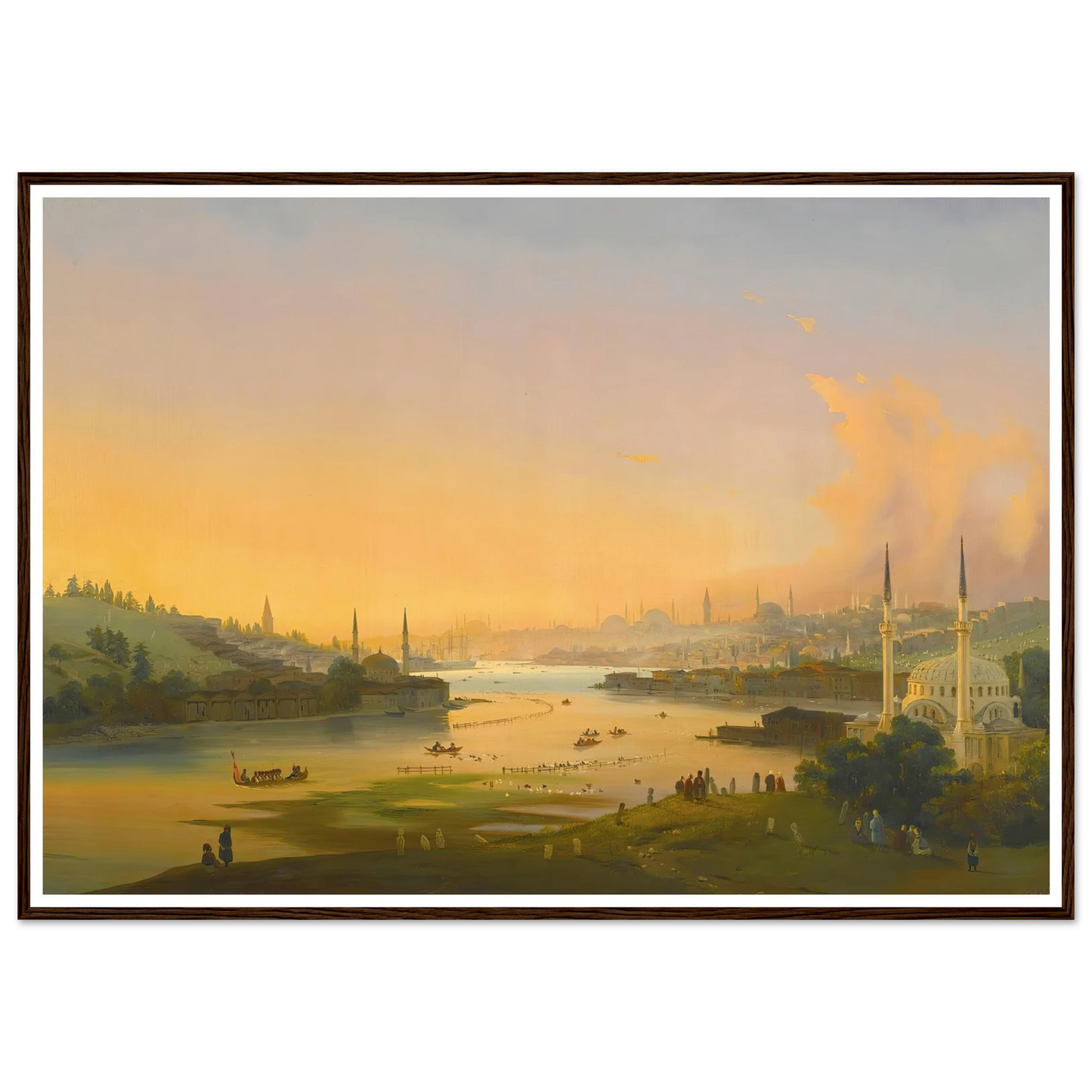 Sunrise Over The Golden Horn (1844) Art Print | Ippolito Caffi - Framed Poster - 30x40 cm / 12x16″ - Black frame