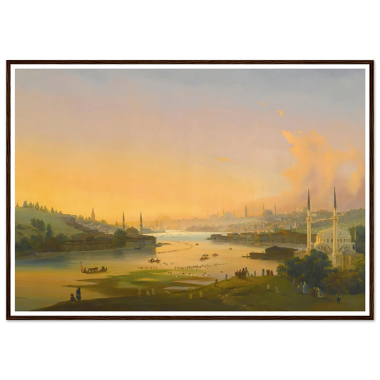 Sunrise Over The Golden Horn (1844) Art Print | Ippolito Caffi - Framed Poster - 30x40 cm / 12x16″ - Black frame