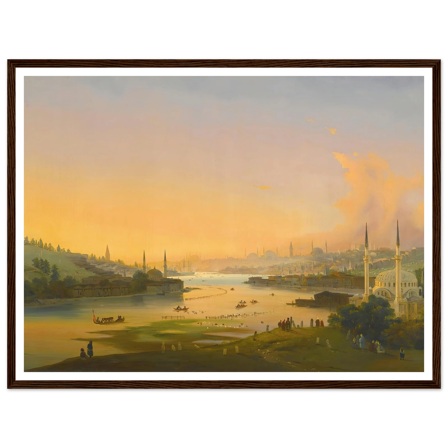 Sunrise Over The Golden Horn (1844) Art Print | Ippolito Caffi - Framed Poster - 30x40 cm / 12x16″ - Black frame
