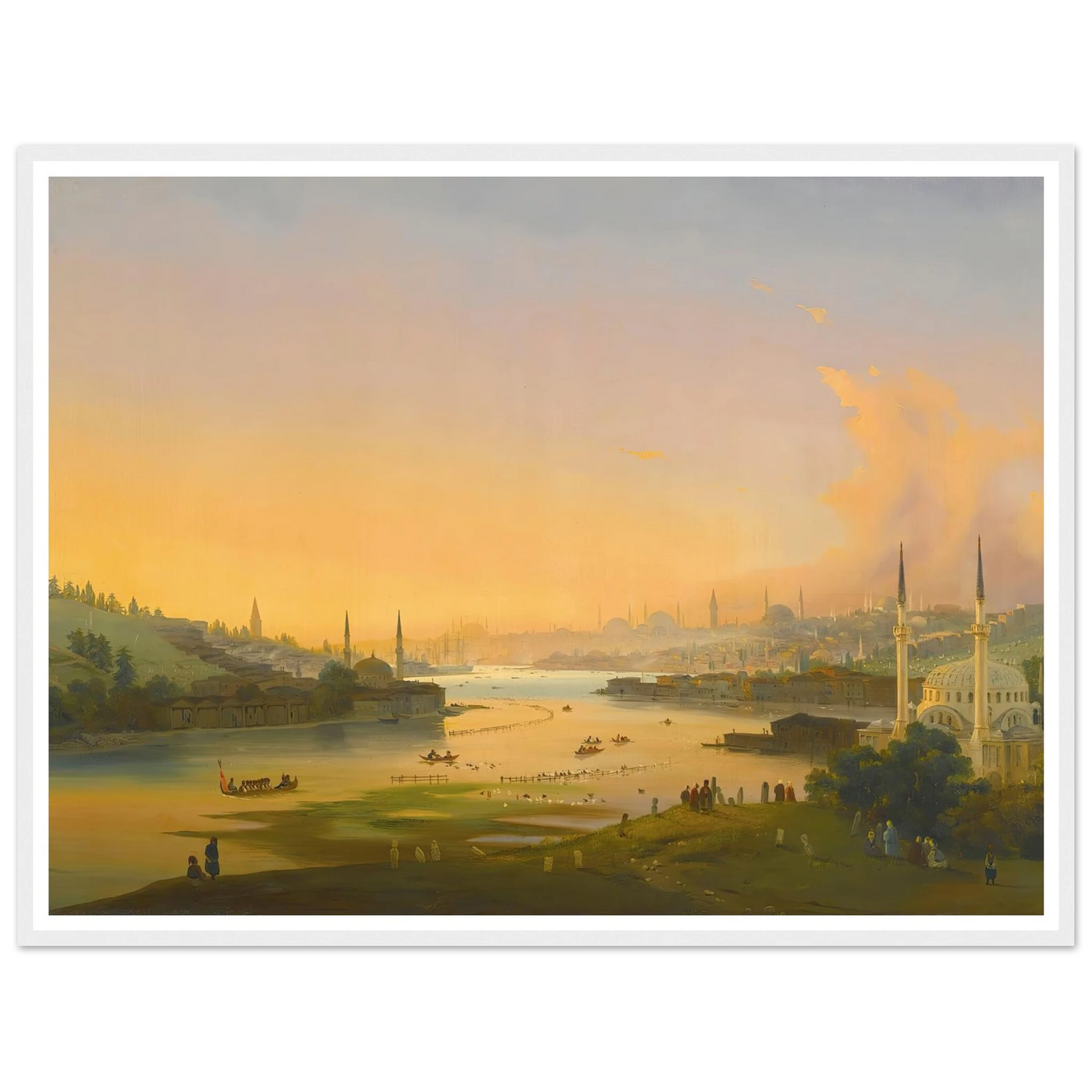 Sunrise Over The Golden Horn (1844) Art Print | Ippolito Caffi - Framed Poster - 30x40 cm / 12x16″ - Black frame