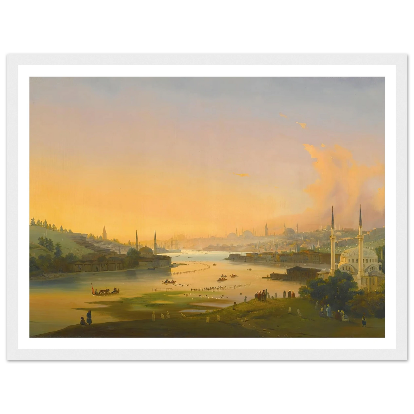 Sunrise Over The Golden Horn (1844) Art Print | Ippolito Caffi - Framed Poster - 30x40 cm / 12x16″ - Black frame