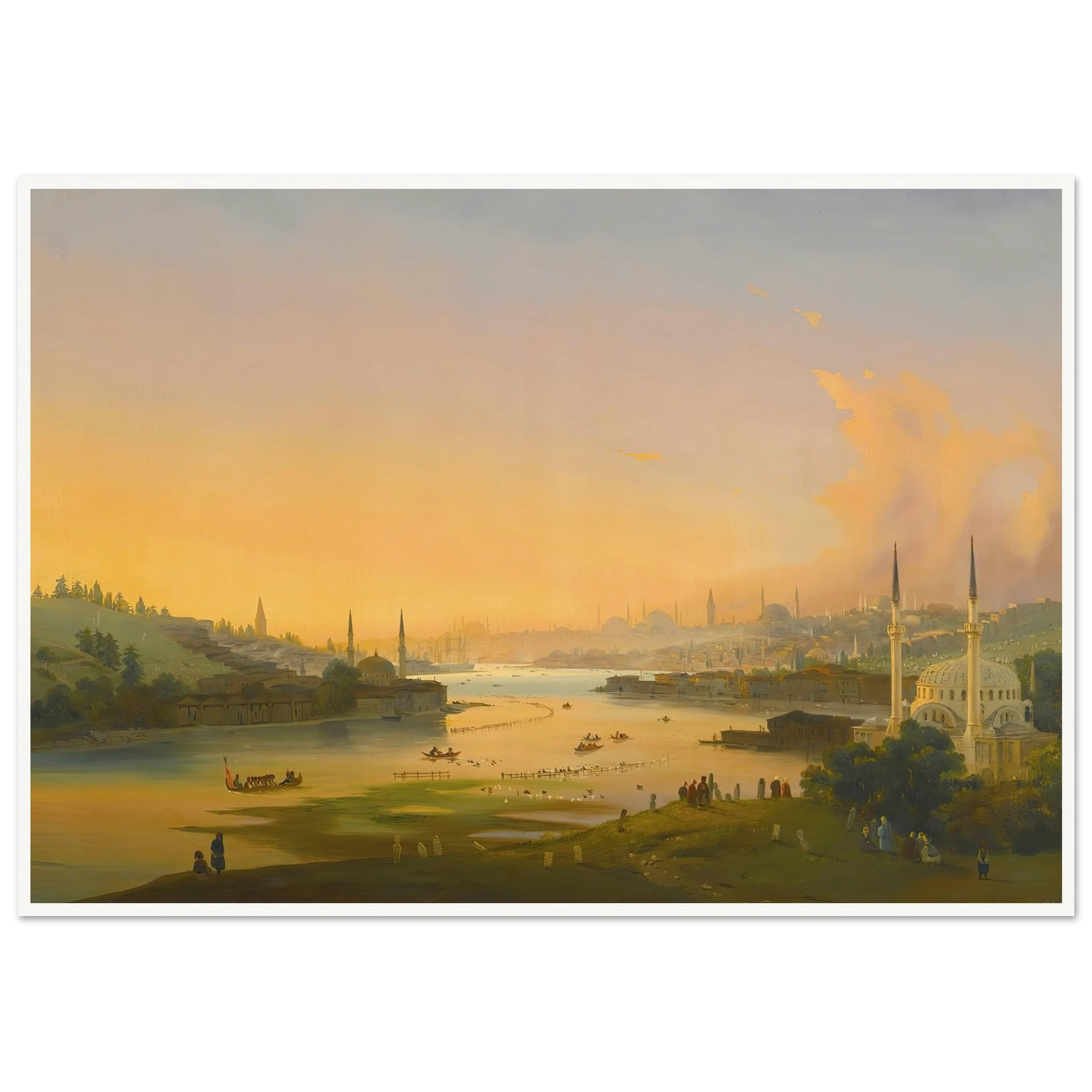 Sunrise Over The Golden Horn (1844) Art Print | Ippolito Caffi - Framed Poster - 30x40 cm / 12x16″ - Black frame