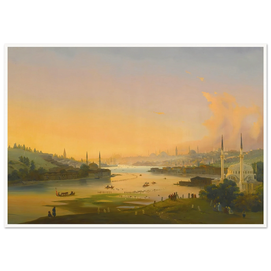 Sunrise Over The Golden Horn (1844) Art Print | Ippolito Caffi - Framed Poster - 30x40 cm / 12x16″ - Black frame