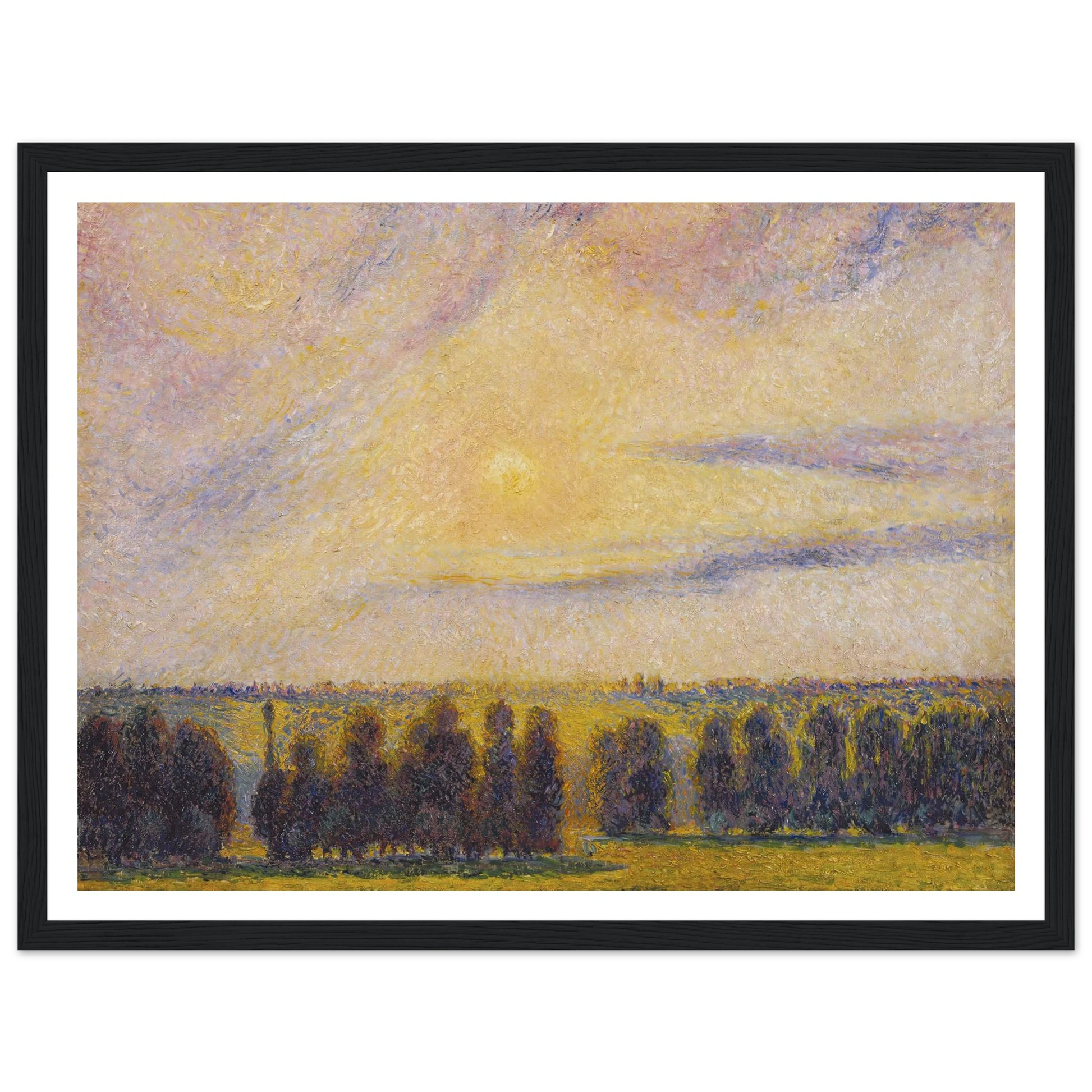 Sunset at Eragny Art Print | Camille Pissarro - Framed Poster - 30x40 cm / 12x16″ - Black frame