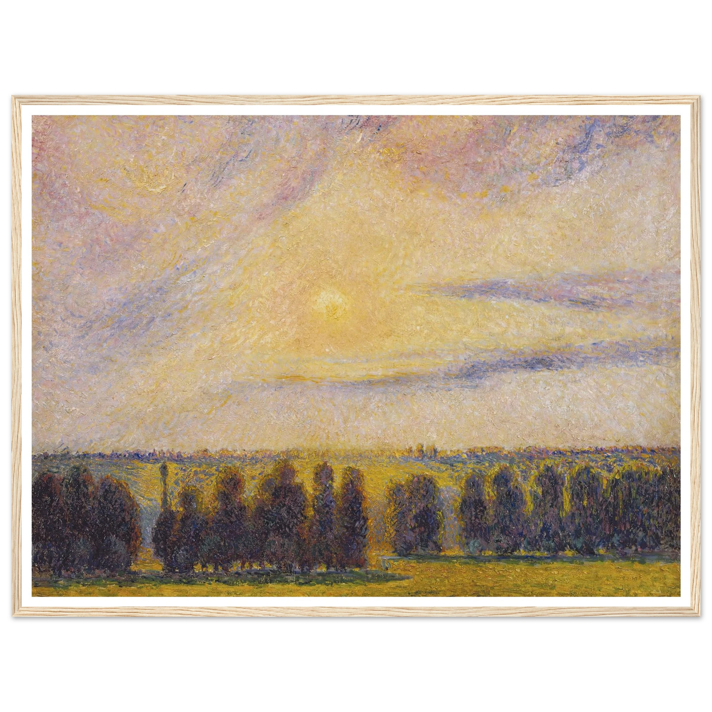 Sunset at Eragny Art Print | Camille Pissarro - Framed Poster - 30x40 cm / 12x16″ - Black frame