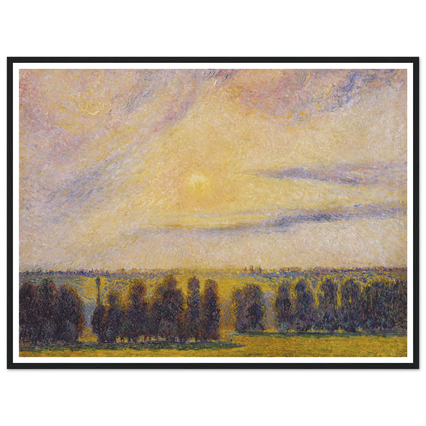 Sunset at Eragny Art Print | Camille Pissarro - Framed Poster - 30x40 cm / 12x16″ - Black frame