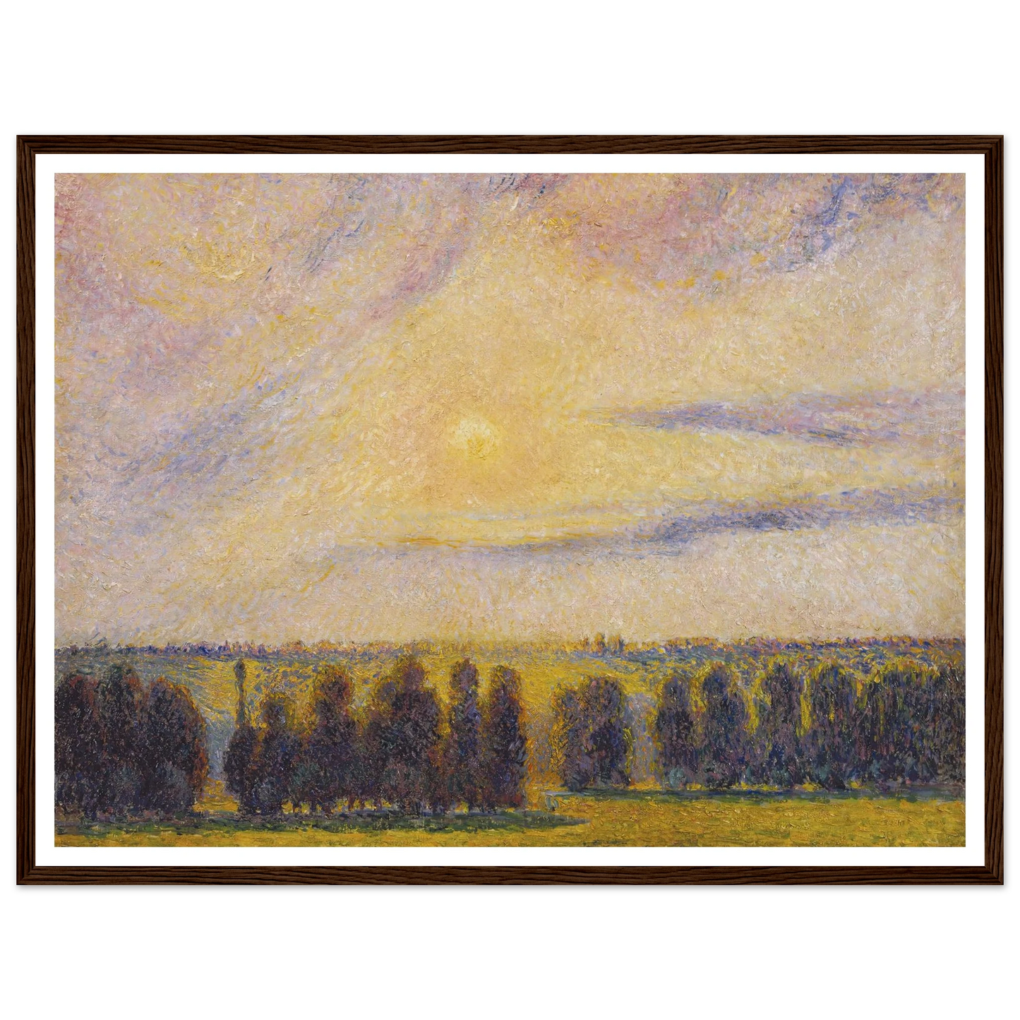 Sunset at Eragny Art Print | Camille Pissarro - Framed Poster - 30x40 cm / 12x16″ - Black frame