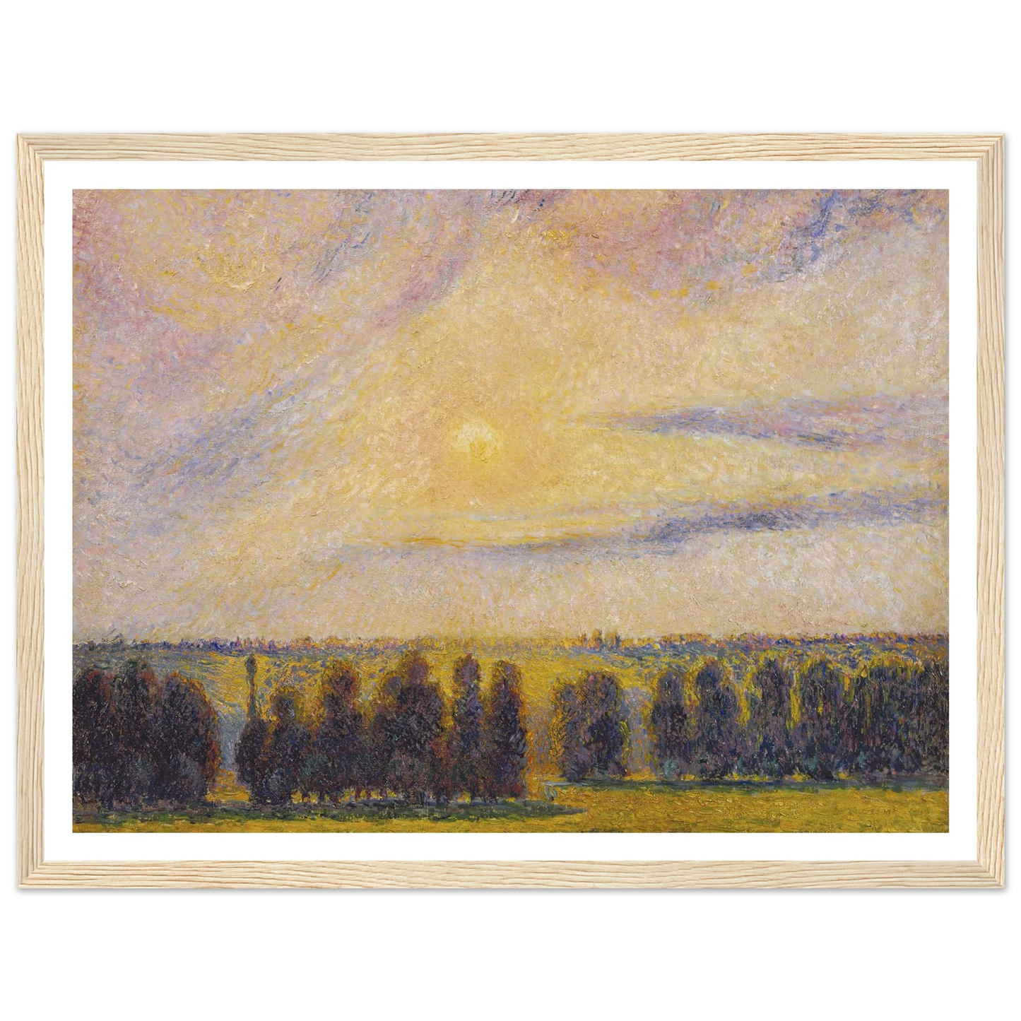 Sunset at Eragny Art Print | Camille Pissarro - Framed Poster - 30x40 cm / 12x16″ - Black frame
