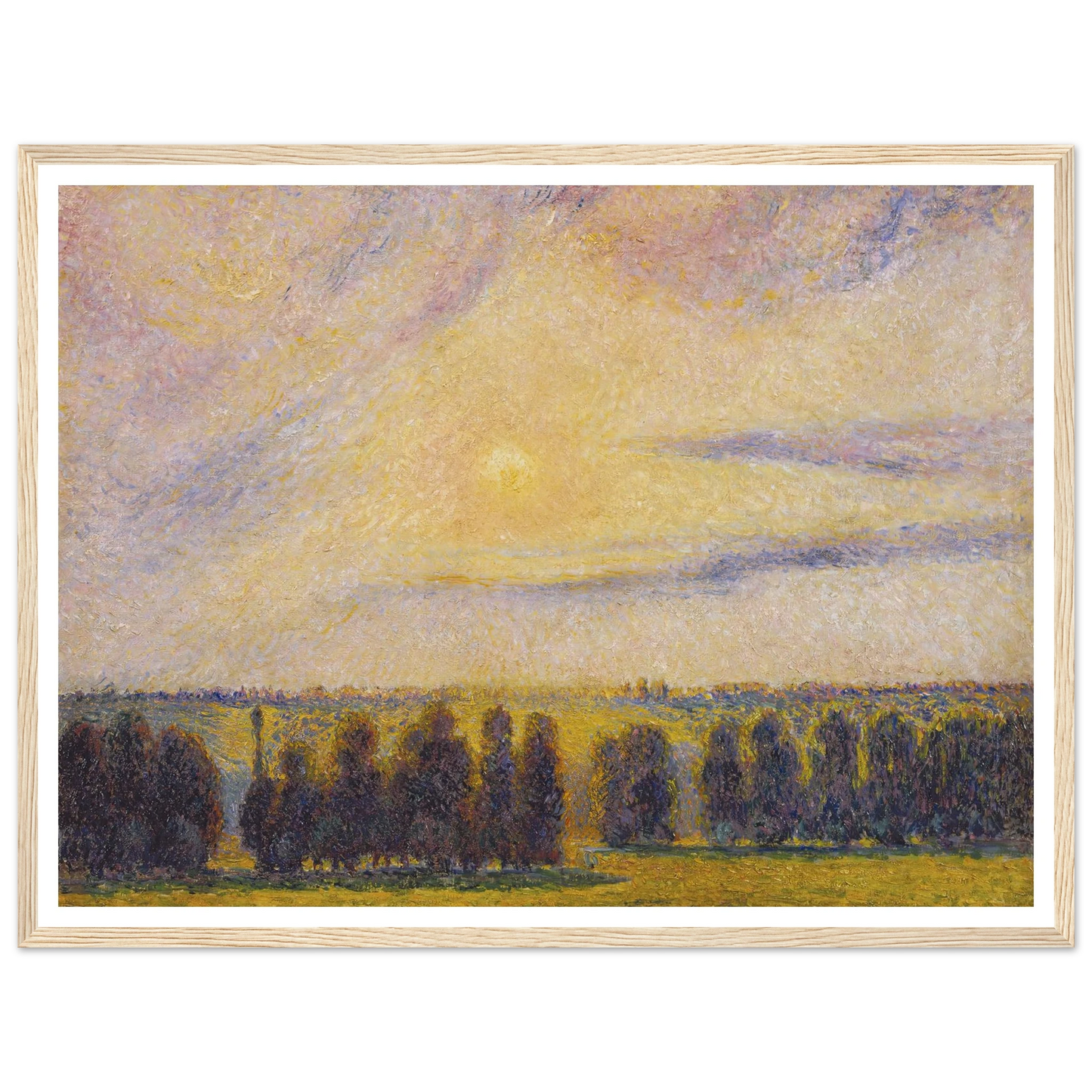Sunset at Eragny Art Print | Camille Pissarro - Framed Poster - 30x40 cm / 12x16″ - Black frame