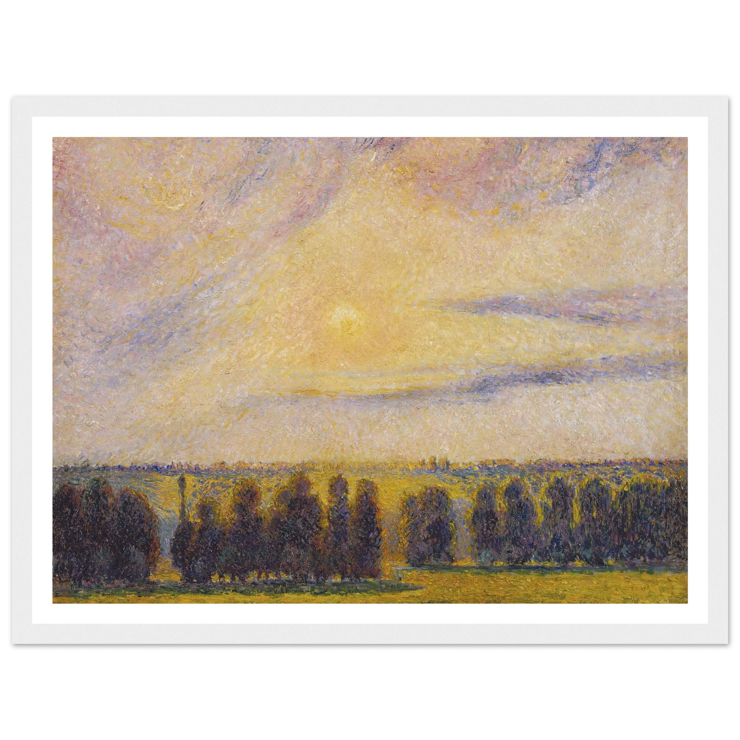 Sunset at Eragny Art Print | Camille Pissarro - Framed Poster - 30x40 cm / 12x16″ - Black frame