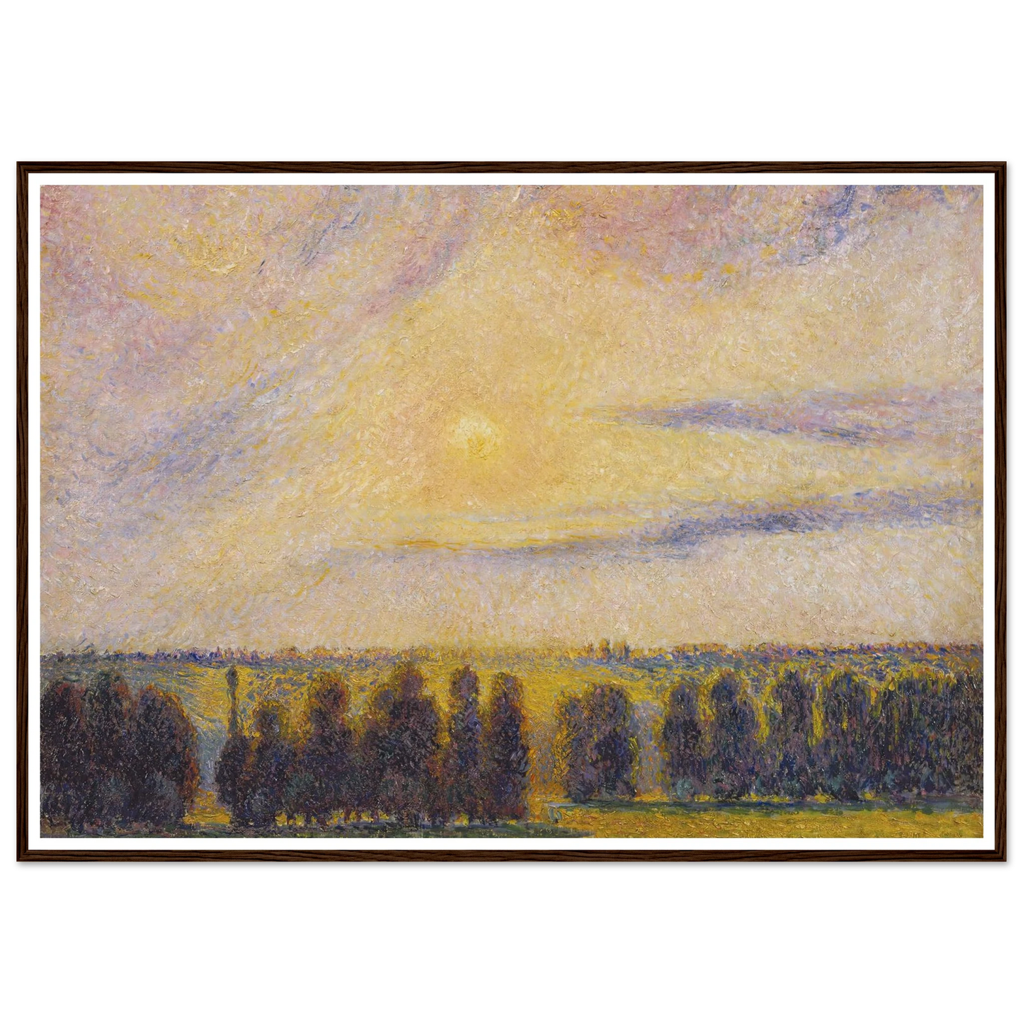 Sunset at Eragny Art Print | Camille Pissarro - Framed Poster - 30x40 cm / 12x16″ - Black frame