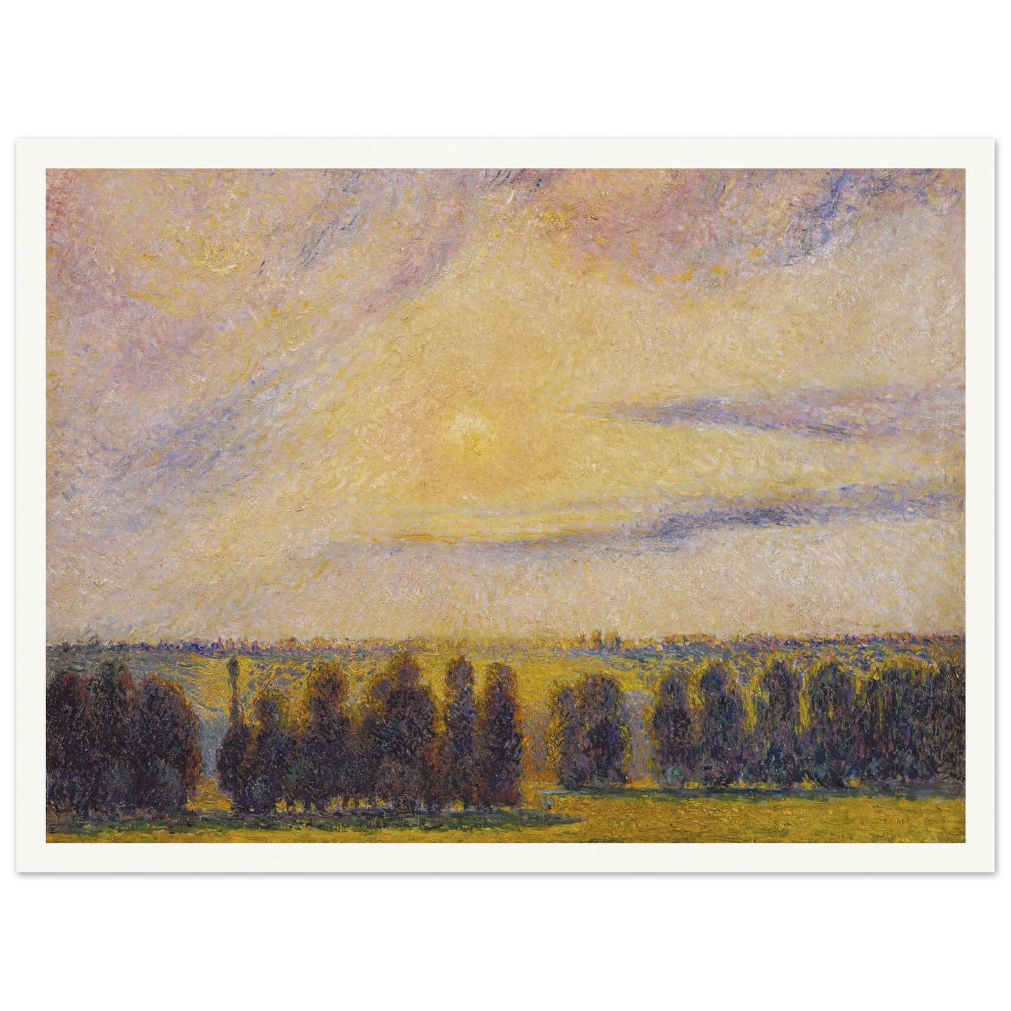 Sunset at Eragny Art Print | Camille Pissarro - Framed Poster - 30x40 cm / 12x16″ - Black frame