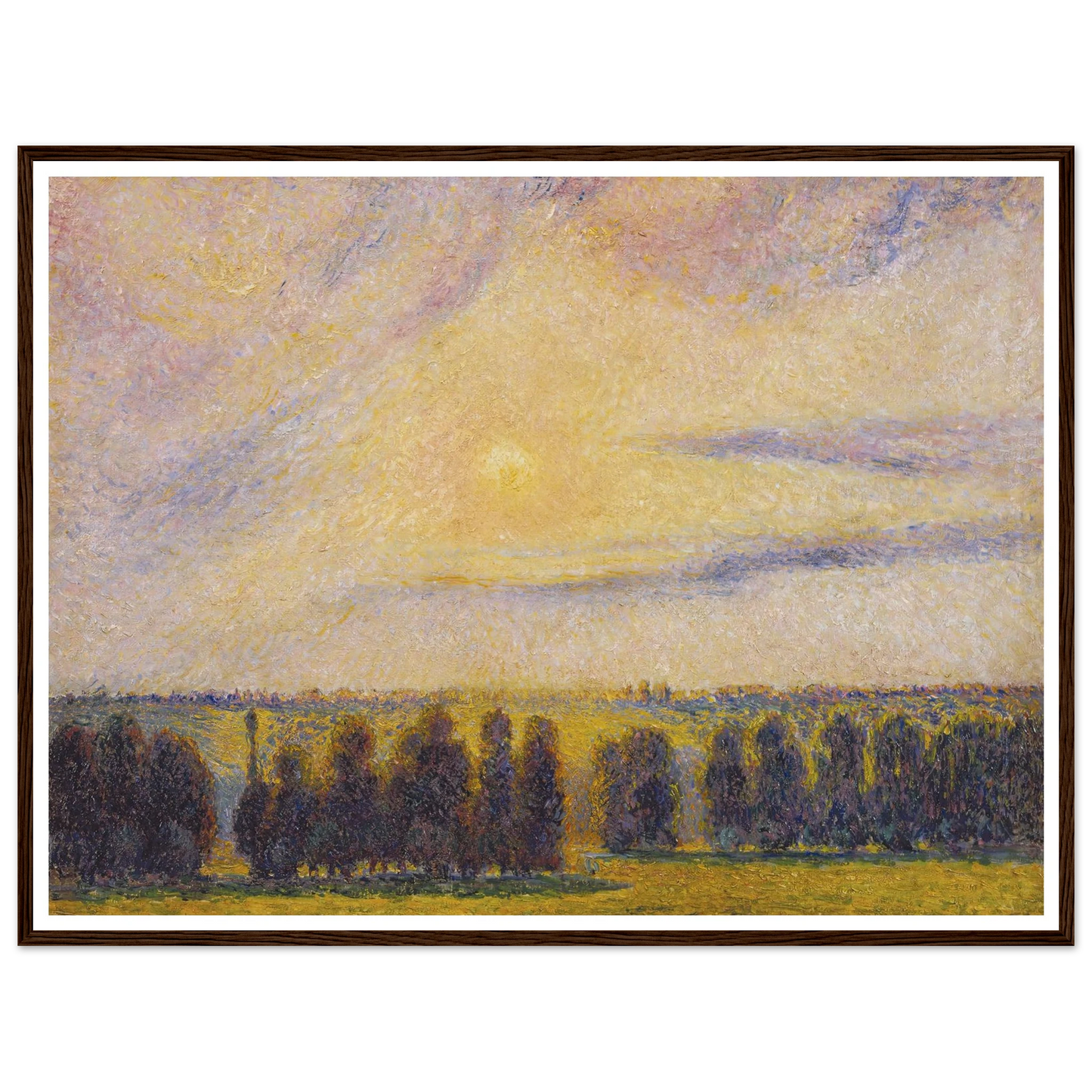Sunset at Eragny Art Print | Camille Pissarro - Framed Poster - 30x40 cm / 12x16″ - Black frame