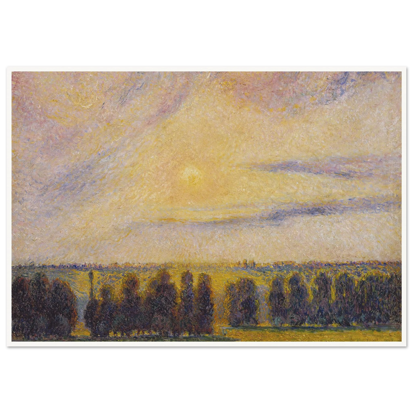 Sunset at Eragny Art Print | Camille Pissarro - Framed Poster - 30x40 cm / 12x16″ - Black frame