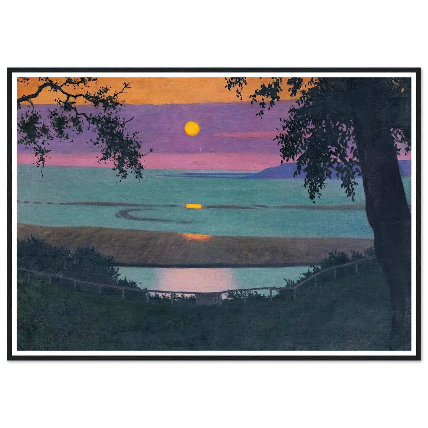 Sunset At Grace, Orange And Violet Sky (1918) Art Print | Felix Vallotton - Framed Poster - 30x40 cm / 12x16″ - Black frame