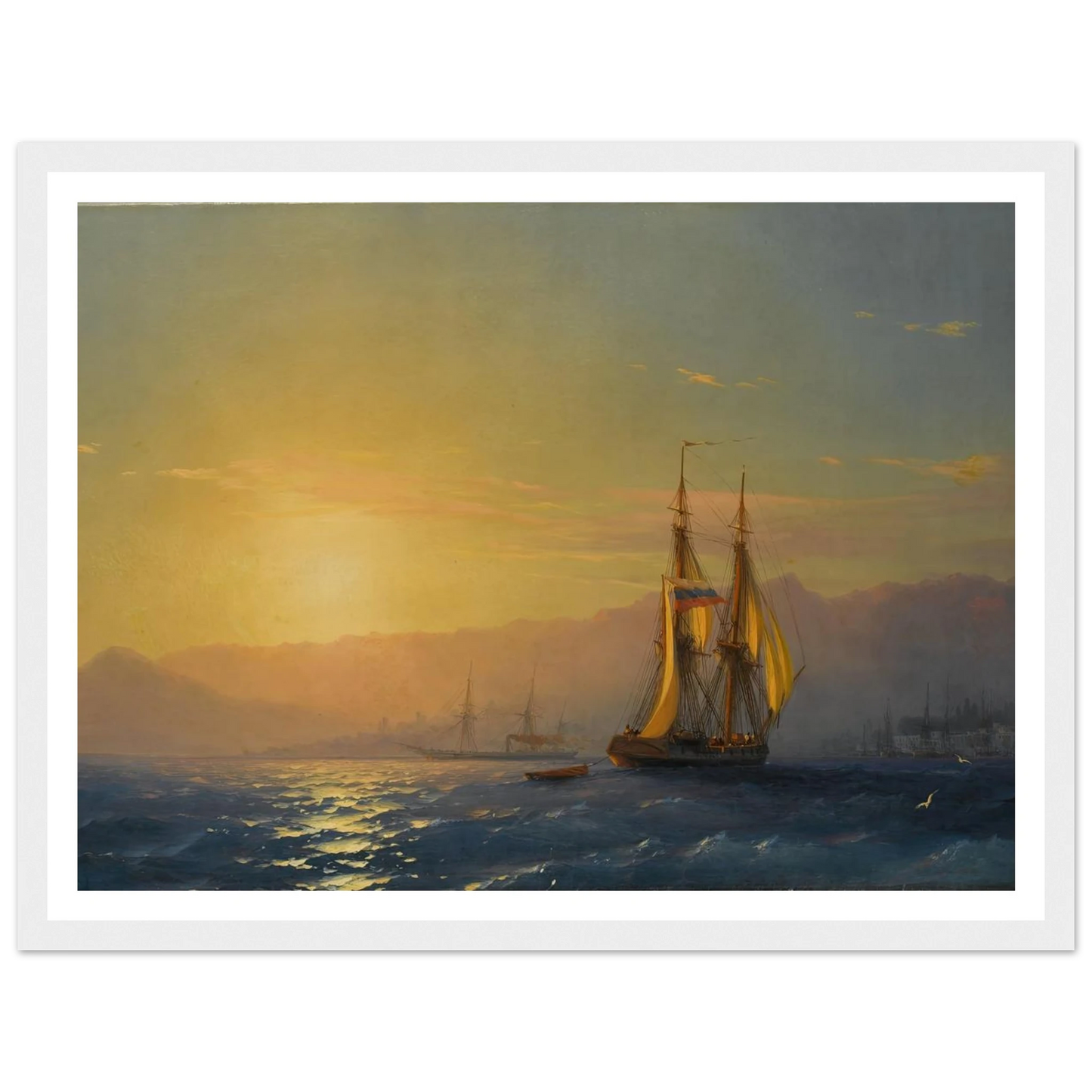 Sunset at sea (1877) Art Print | Ivan Konstantinovich Aivazovsky - Framed Poster - 30x40 cm / 12x16″ - Black frame