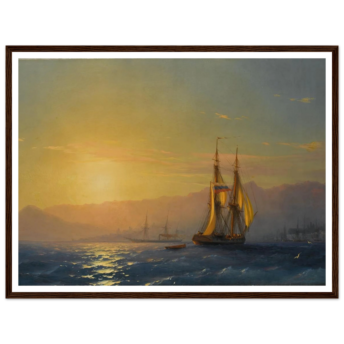 Sunset at sea (1877) Art Print | Ivan Konstantinovich Aivazovsky - Framed Poster - 30x40 cm / 12x16″ - Black frame
