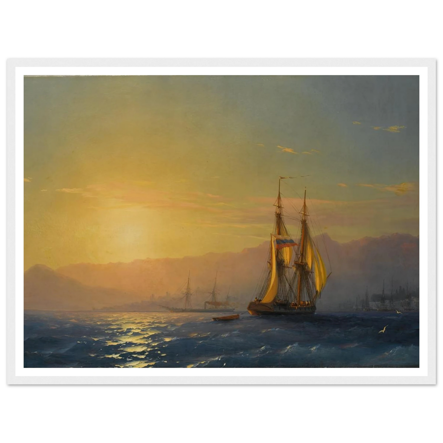 Sunset at sea (1877) Art Print | Ivan Konstantinovich Aivazovsky - Framed Poster - 30x40 cm / 12x16″ - Black frame