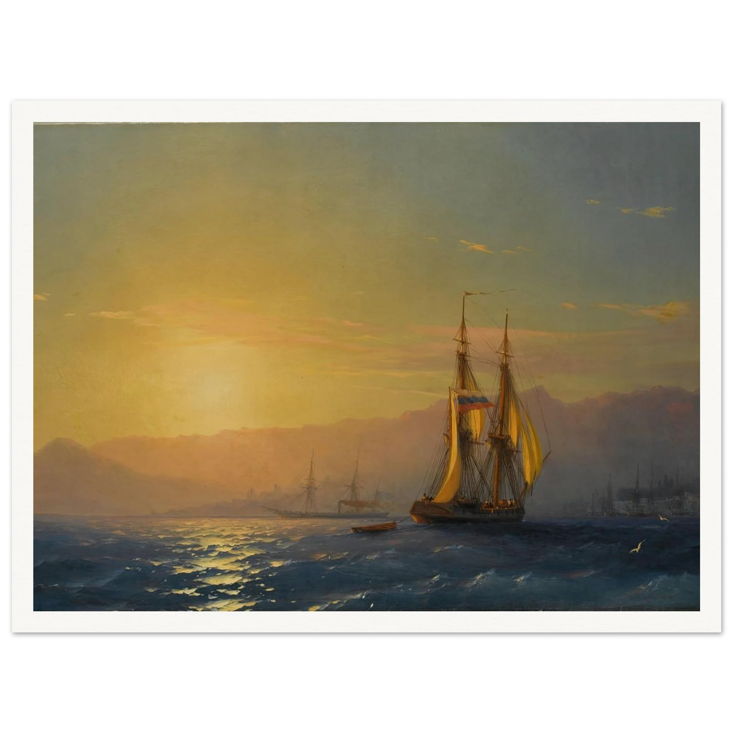 Sunset at sea (1877) Art Print | Ivan Konstantinovich Aivazovsky - Framed Poster - 30x40 cm / 12x16″ - Black frame