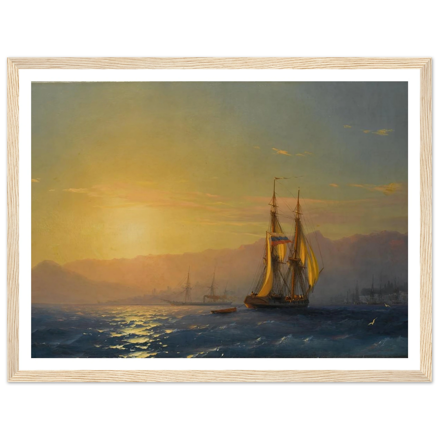 Sunset at sea (1877) Art Print | Ivan Konstantinovich Aivazovsky - Framed Poster - 30x40 cm / 12x16″ - Black frame
