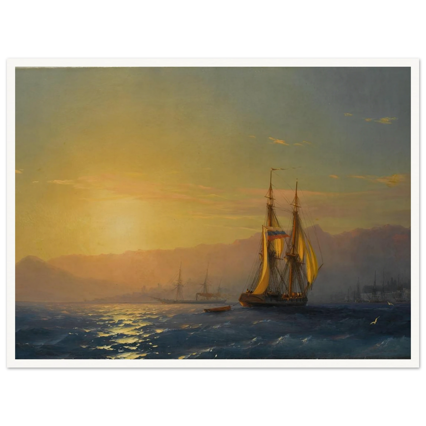 Sunset at sea (1877) Art Print | Ivan Konstantinovich Aivazovsky - Framed Poster - 30x40 cm / 12x16″ - Black frame