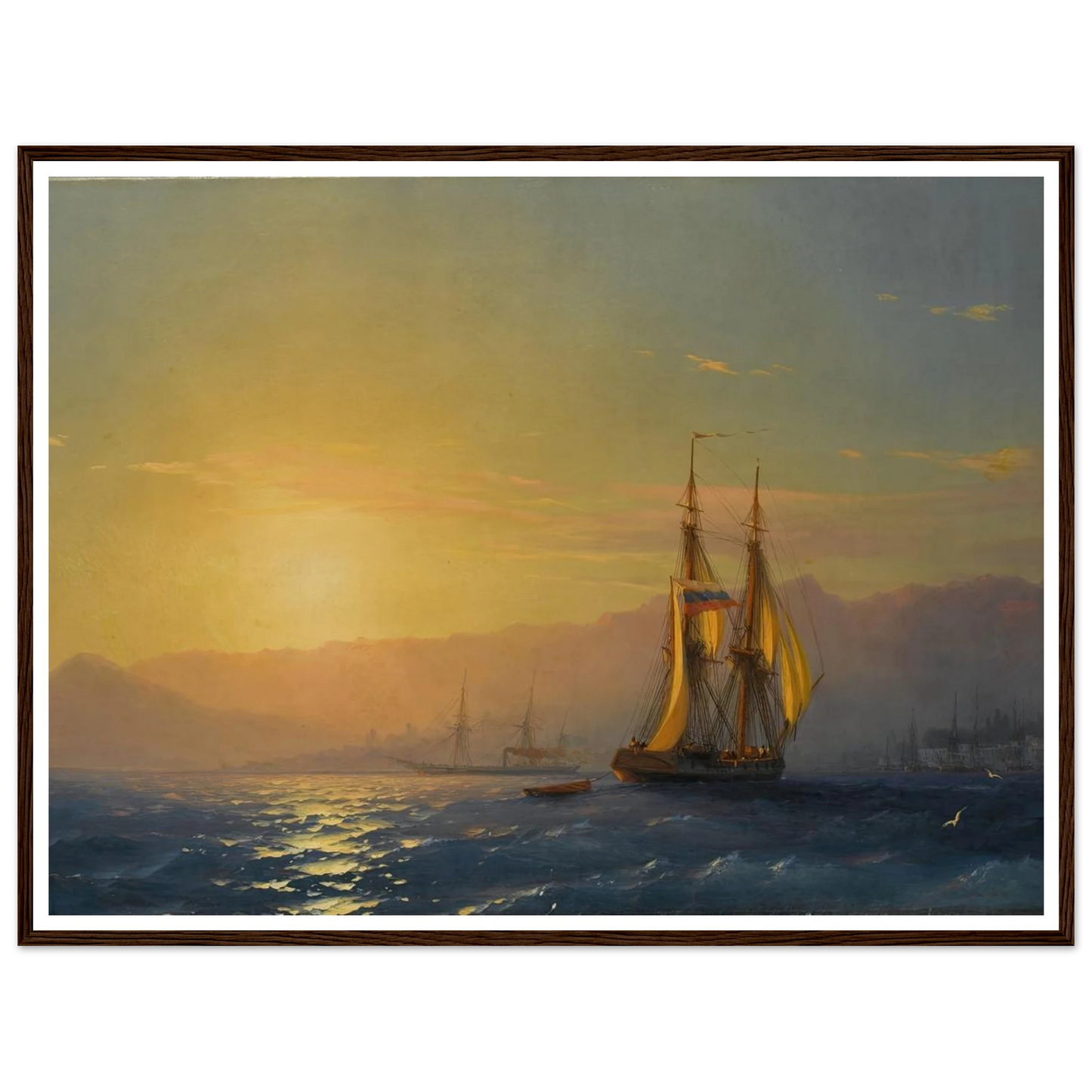 Sunset at sea (1877) Art Print | Ivan Konstantinovich Aivazovsky - Framed Poster - 30x40 cm / 12x16″ - Black frame