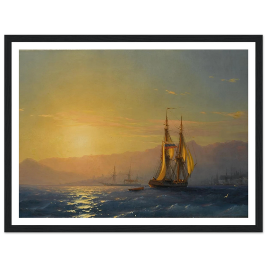 Sunset at sea (1877) Art Print | Ivan Konstantinovich Aivazovsky - Framed Poster - 30x40 cm / 12x16″ - Black frame