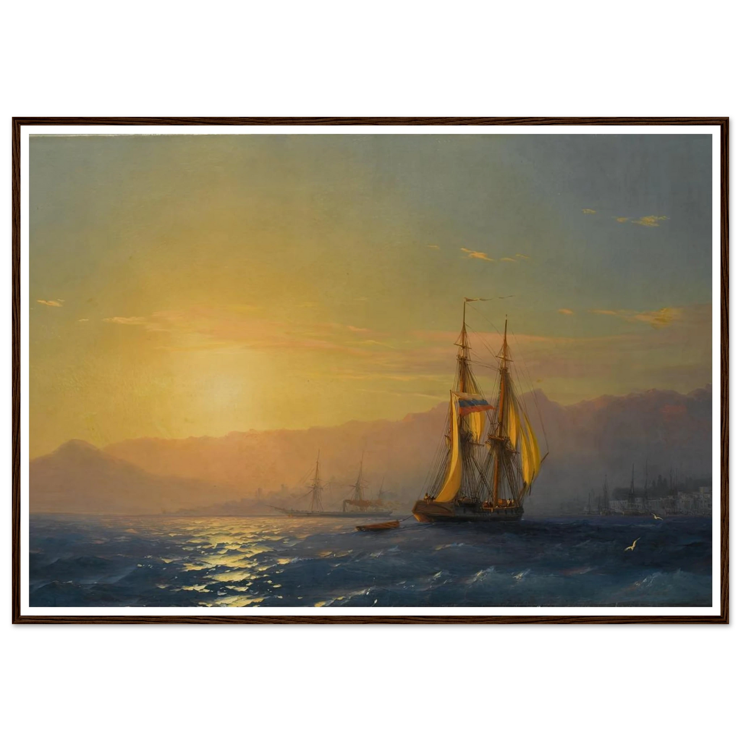 Sunset at sea (1877) Art Print | Ivan Konstantinovich Aivazovsky - Framed Poster - 30x40 cm / 12x16″ - Black frame