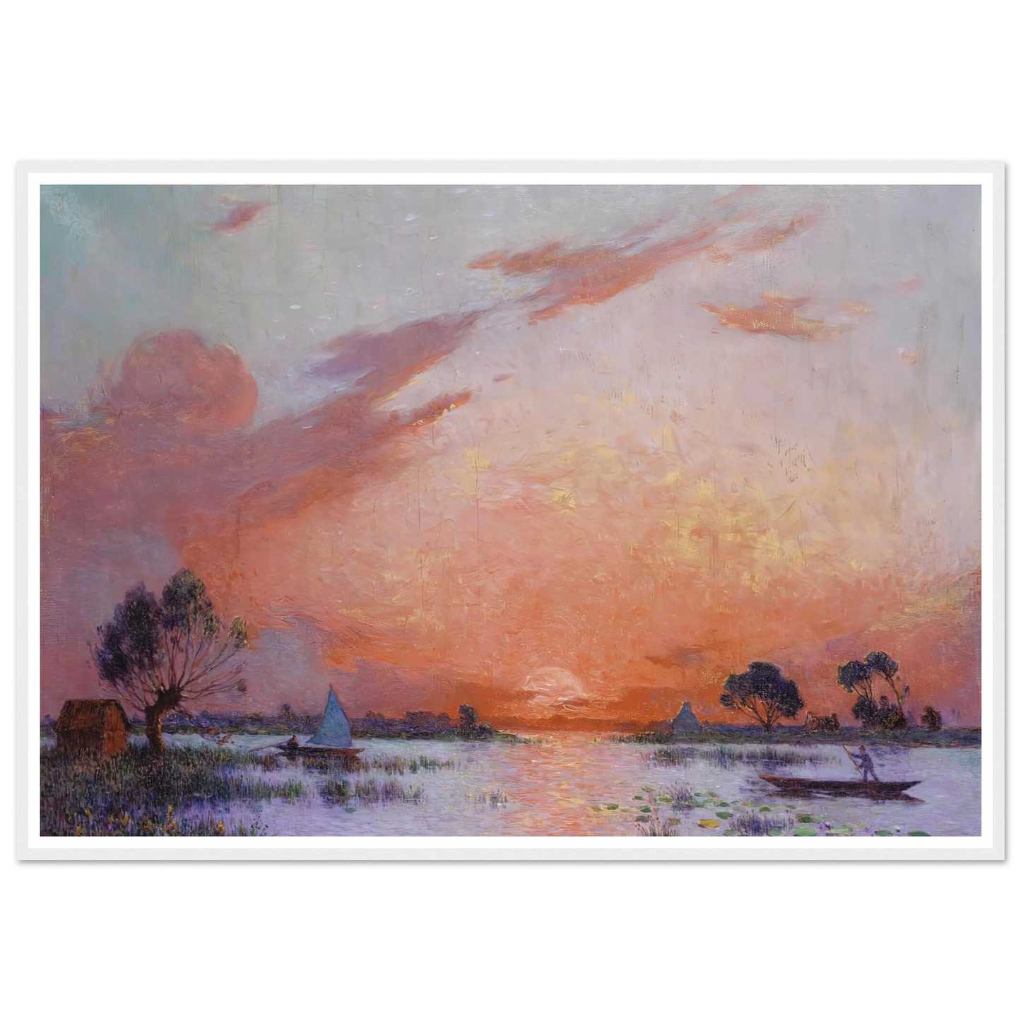 Sunset in Briere, 1925 Art Print | Ferdinand du Puigaudeau - Framed Poster - 30x40 cm / 12x16″ - Black frame