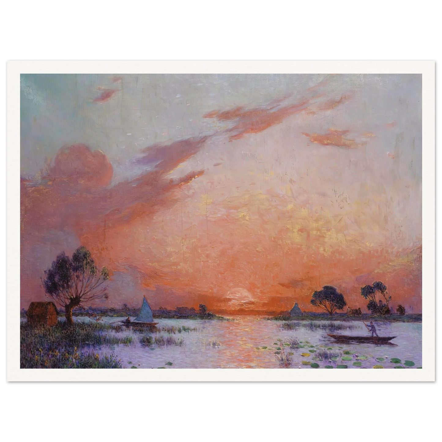 Sunset in Briere, 1925 Art Print | Ferdinand du Puigaudeau - Framed Poster - 30x40 cm / 12x16″ - Black frame
