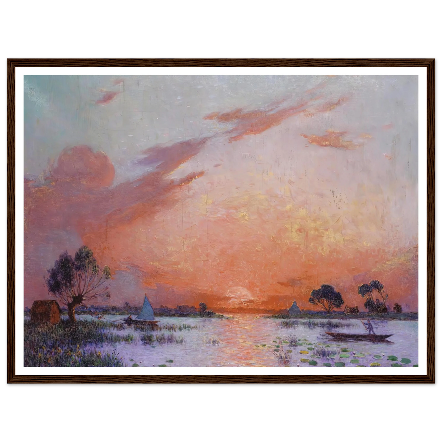 Sunset in Briere, 1925 Art Print | Ferdinand du Puigaudeau - Framed Poster - 30x40 cm / 12x16″ - Black frame