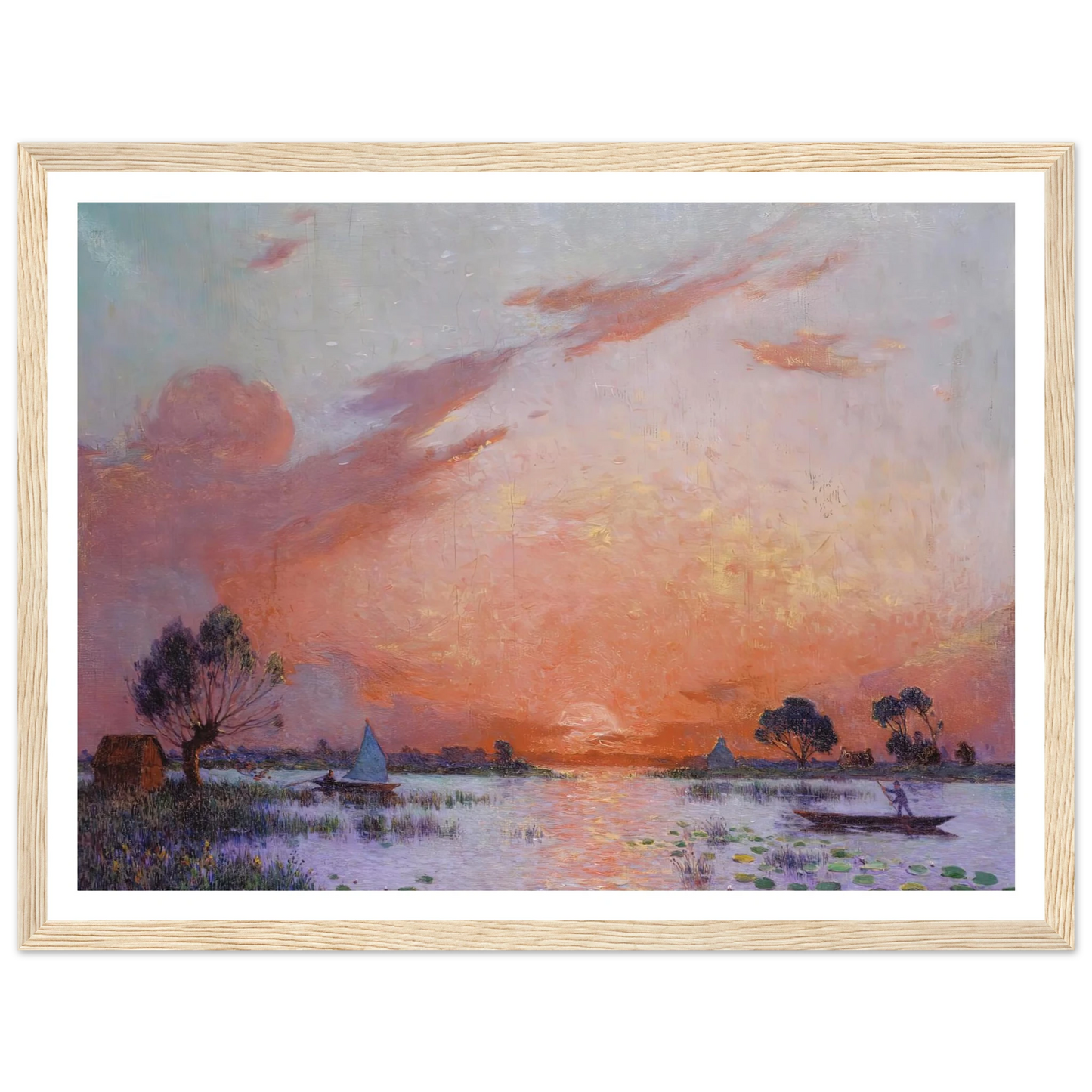Sunset in Briere, 1925 Art Print | Ferdinand du Puigaudeau - Framed Poster - 30x40 cm / 12x16″ - Black frame