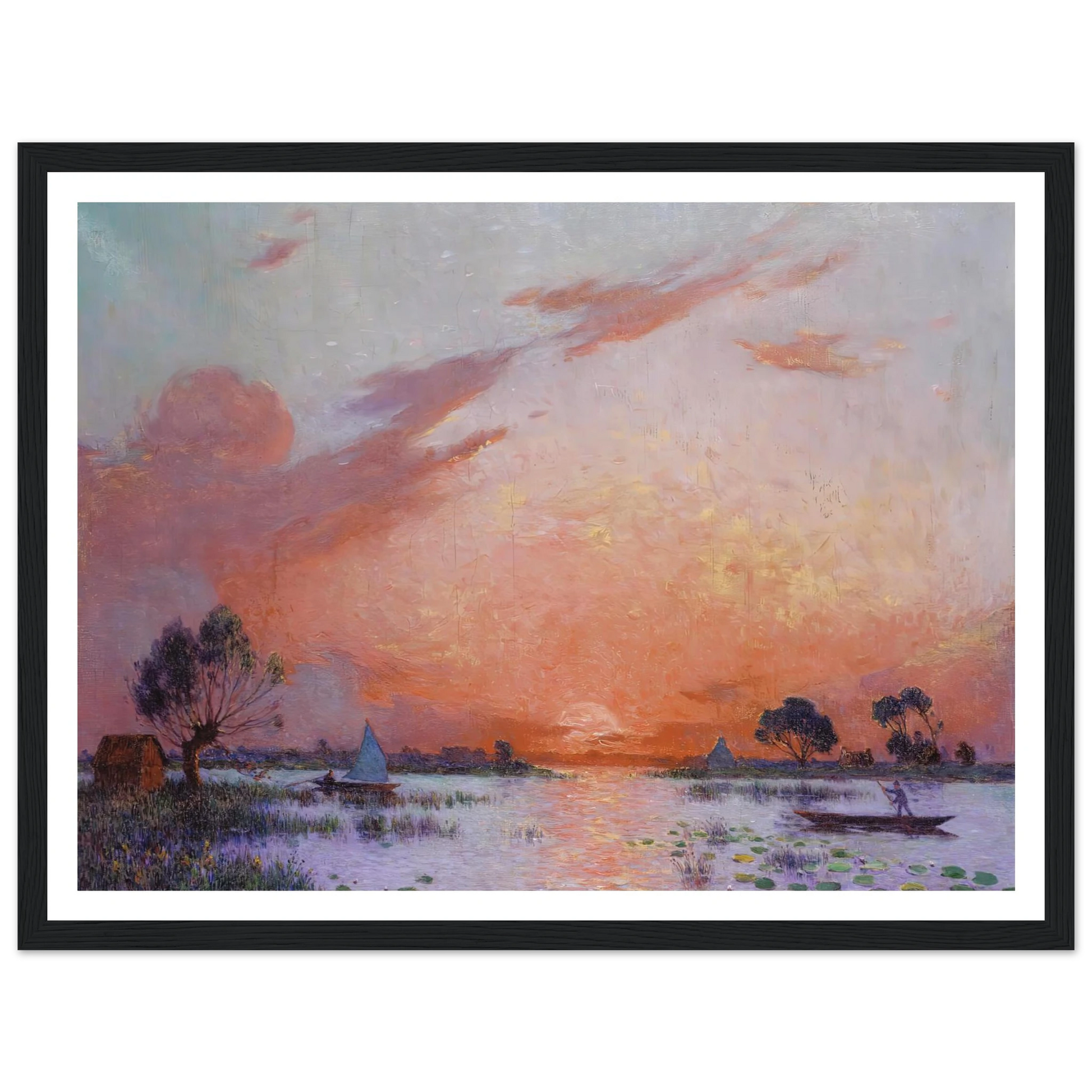 Sunset in Briere, 1925 Art Print | Ferdinand du Puigaudeau - Framed Poster - 30x40 cm / 12x16″ - Black frame