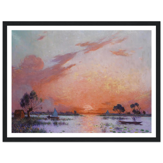 Sunset in Briere, 1925 Art Print | Ferdinand du Puigaudeau - Framed Poster - 30x40 cm / 12x16″ - Black frame