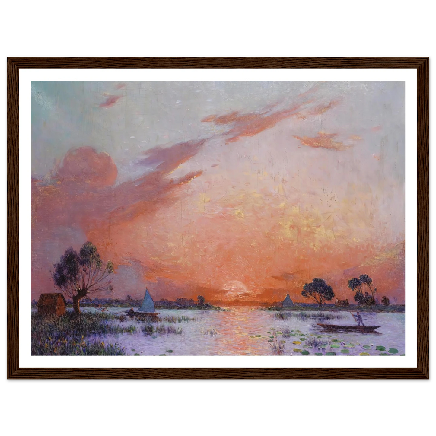 Sunset in Briere, 1925 Art Print | Ferdinand du Puigaudeau - Framed Poster - 30x40 cm / 12x16″ - Black frame