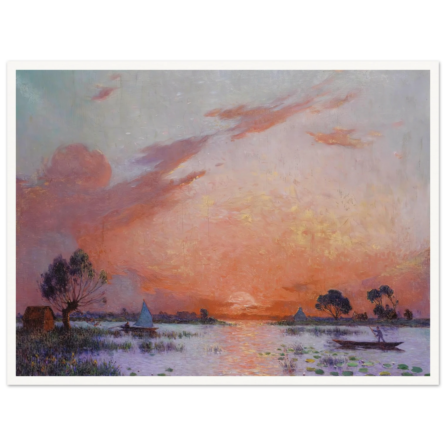 Sunset in Briere, 1925 Art Print | Ferdinand du Puigaudeau - Framed Poster - 30x40 cm / 12x16″ - Black frame