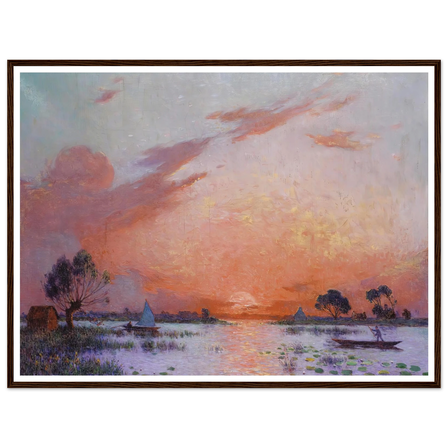 Sunset in Briere, 1925 Art Print | Ferdinand du Puigaudeau - Framed Poster - 30x40 cm / 12x16″ - Black frame