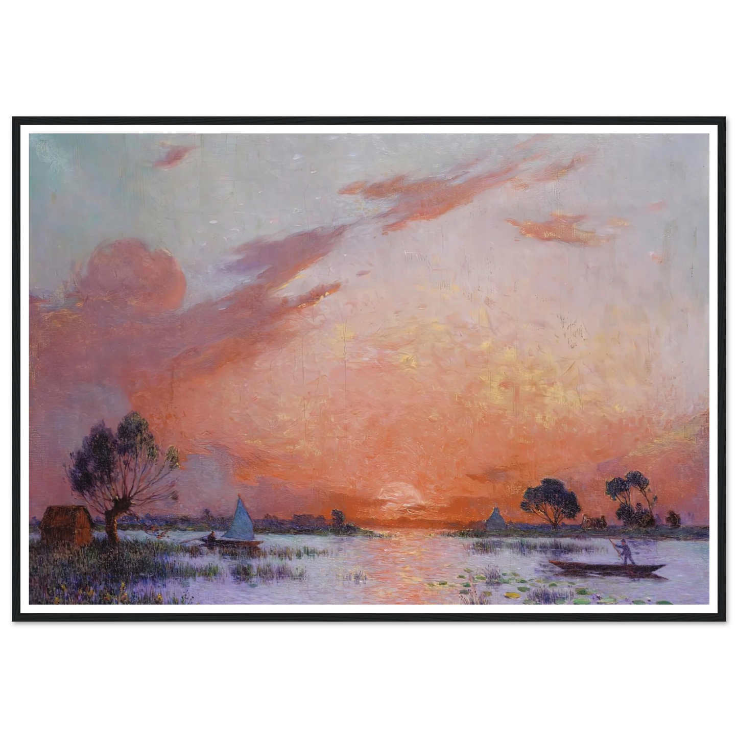 Sunset in Briere, 1925 Art Print | Ferdinand du Puigaudeau - Framed Poster - 30x40 cm / 12x16″ - Black frame