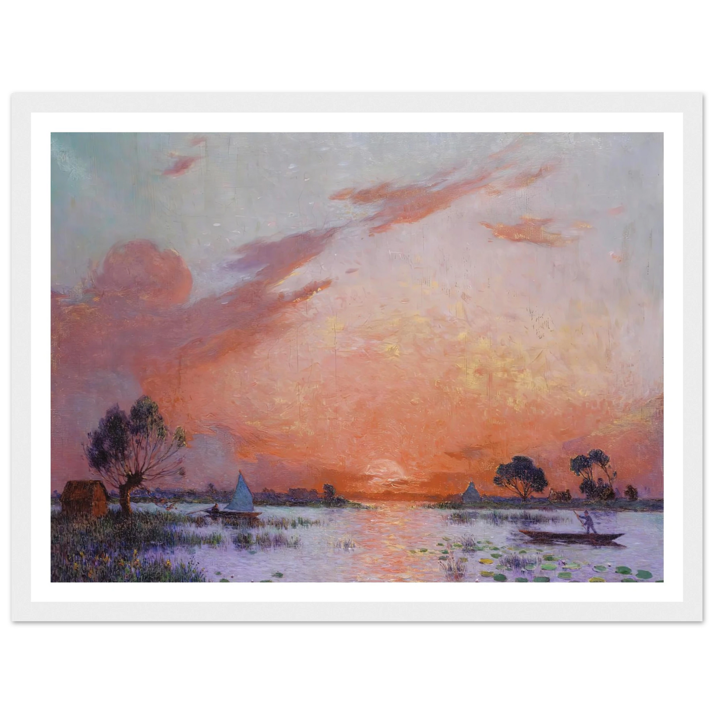 Sunset in Briere, 1925 Art Print | Ferdinand du Puigaudeau - Framed Poster - 30x40 cm / 12x16″ - Black frame