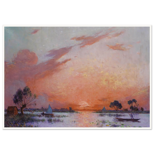 Sunset in Briere, 1925 Art Print | Ferdinand du Puigaudeau - Framed Poster - 30x40 cm / 12x16″ - Black frame