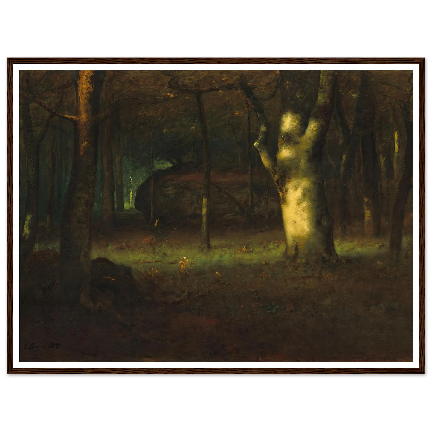 Sunset in the Woods (1891) Art Print | George Inness - Framed Poster - 30x40 cm / 12x16″ - Black frame