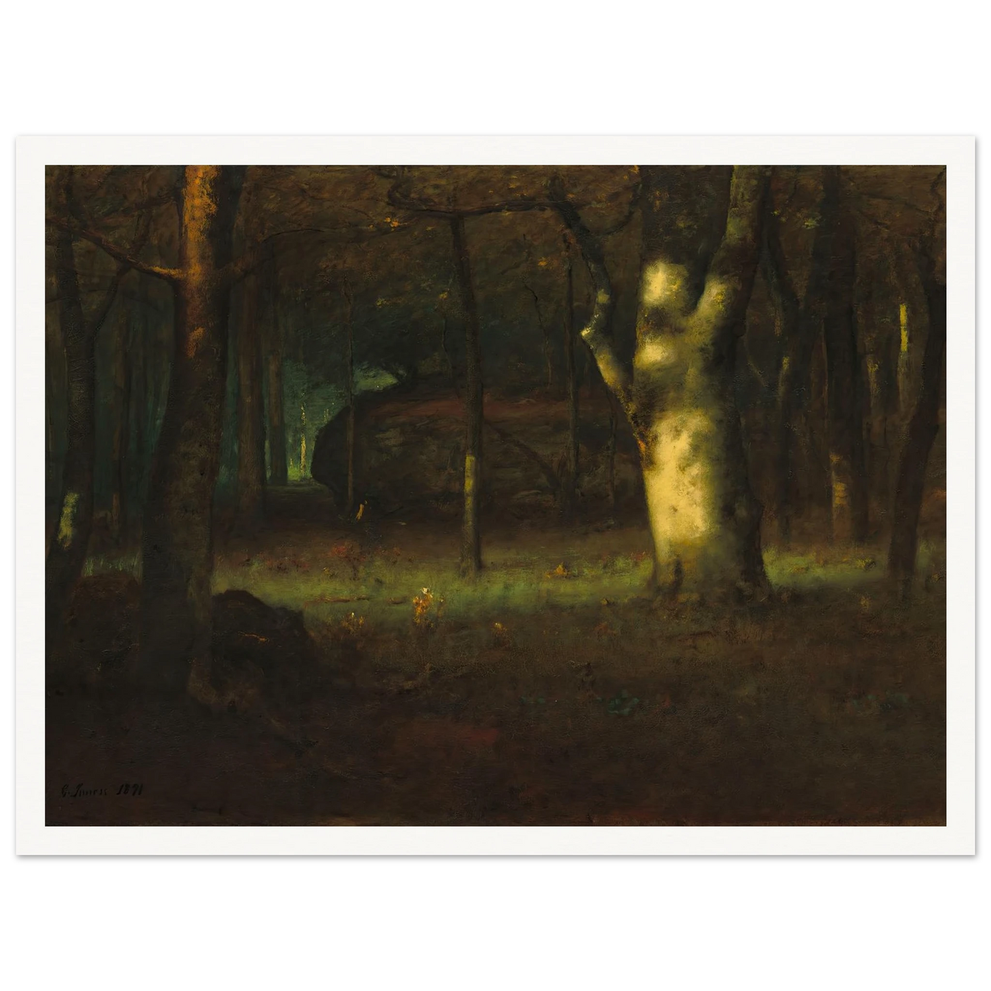 Sunset in the Woods (1891) Art Print | George Inness - Framed Poster - 30x40 cm / 12x16″ - Black frame