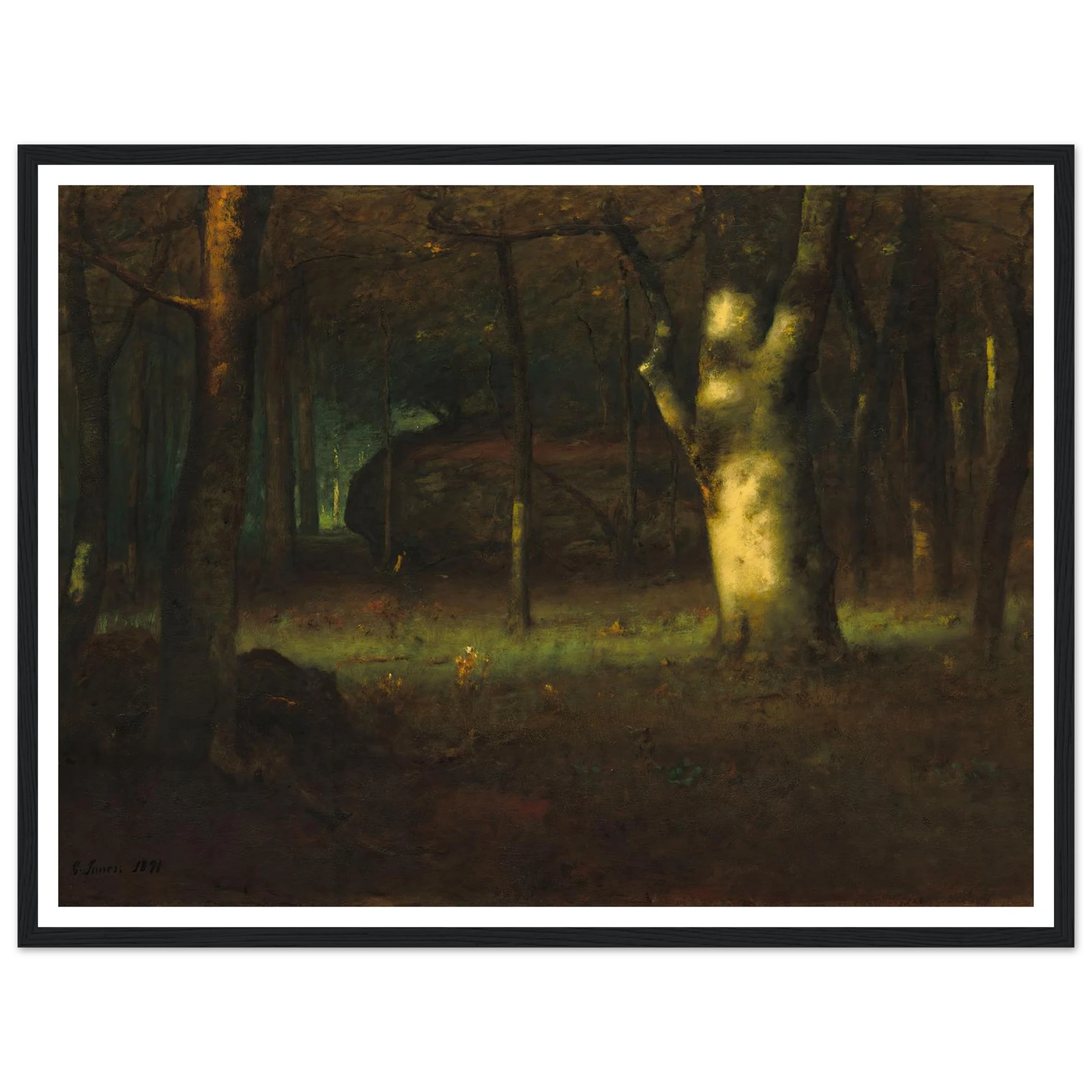 Sunset in the Woods (1891) Art Print | George Inness - Framed Poster - 30x40 cm / 12x16″ - Black frame