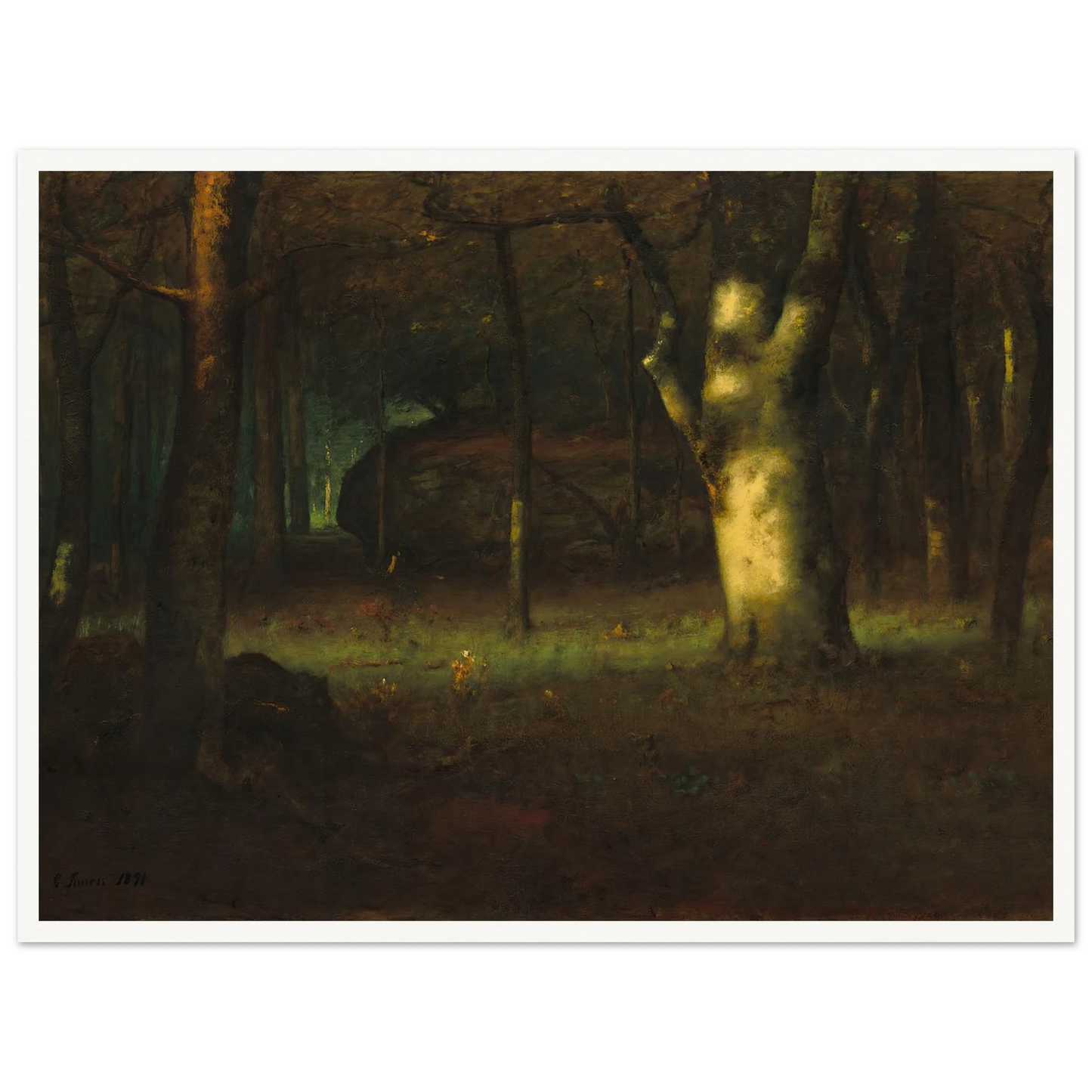 Sunset in the Woods (1891) Art Print | George Inness - Framed Poster - 30x40 cm / 12x16″ - Black frame